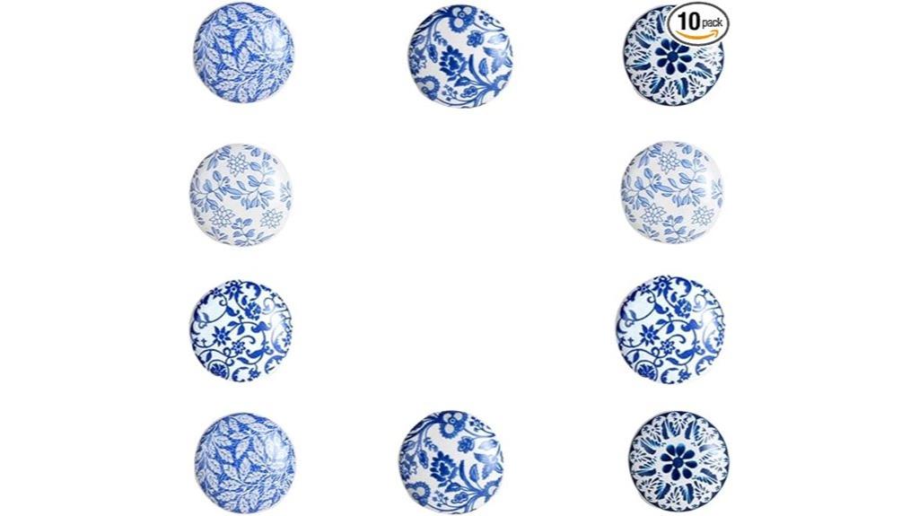 set of 10 blue ceramic knobs