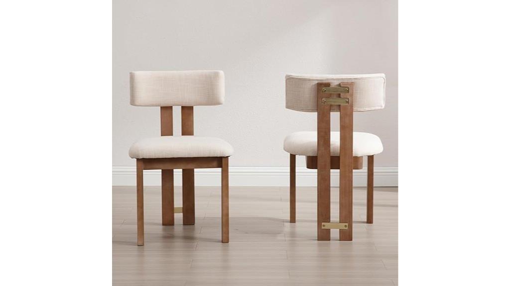 set of 2 linen dining chairs