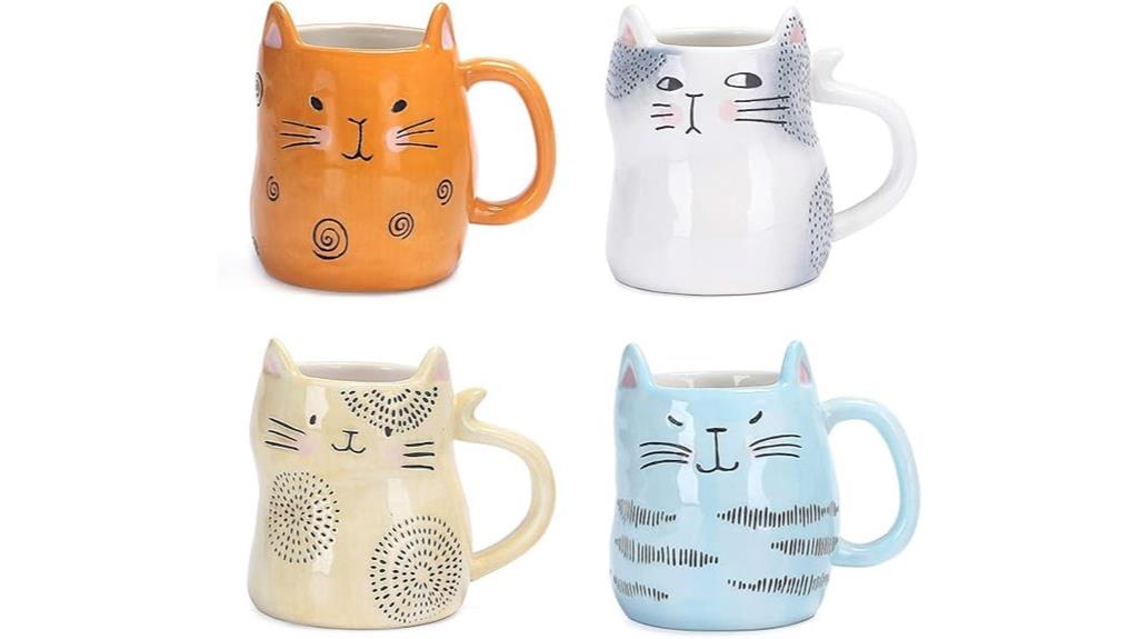 set of 4 cute cat mugs