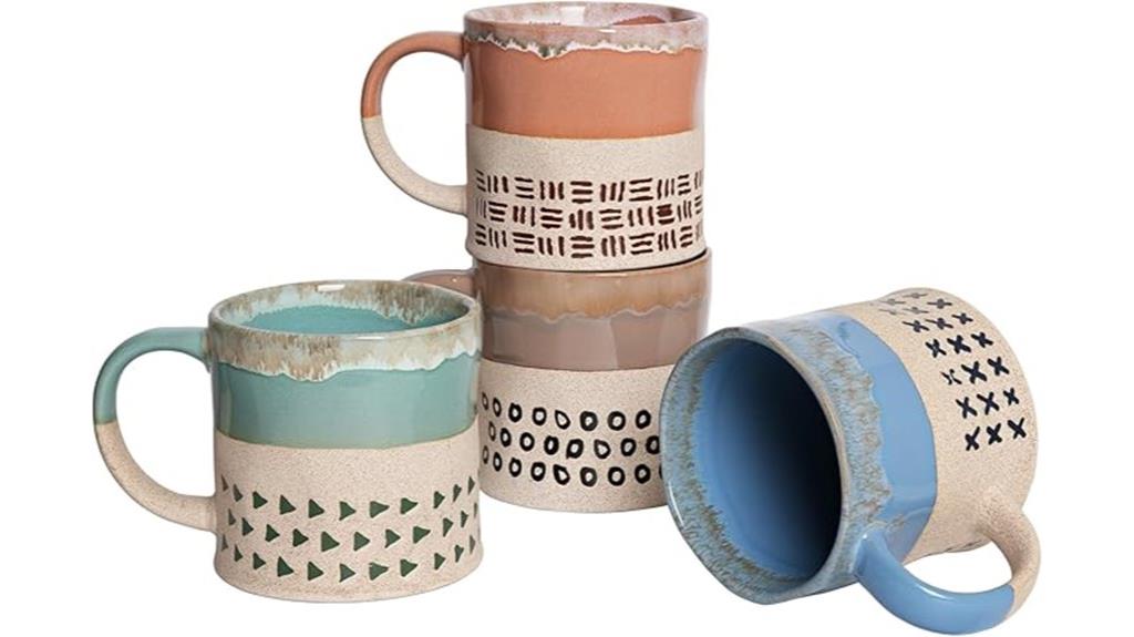 set of four ceramic mugs
