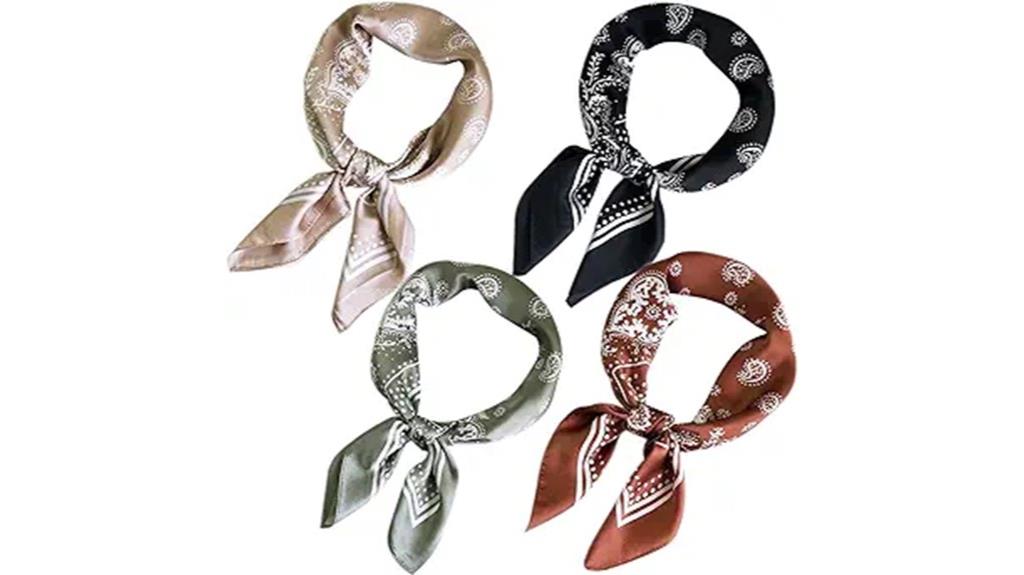 set of four satin scarves