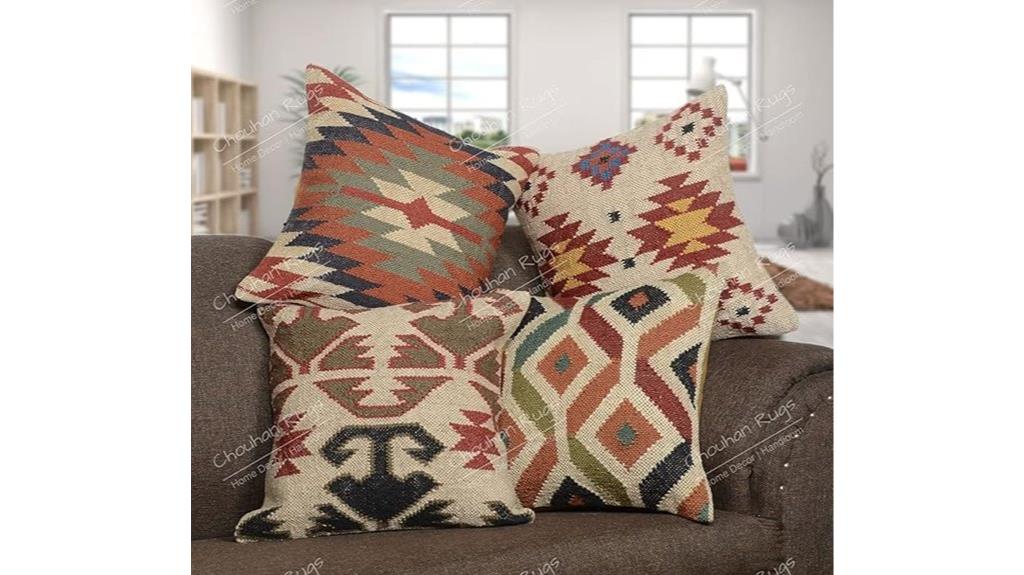 set of jute cushion covers