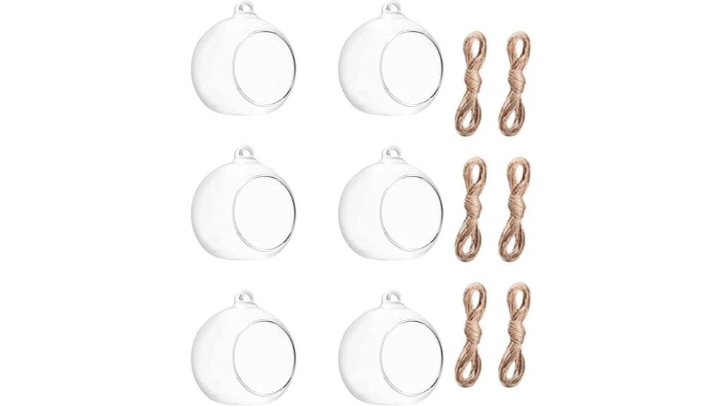 six hanging glass candle holders