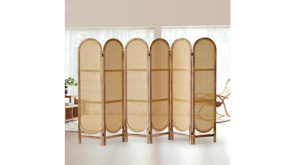 six panel rattan divider
