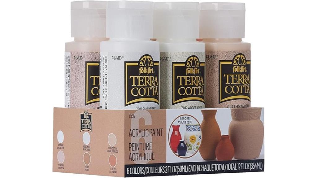 six piece terra cotta paint set
