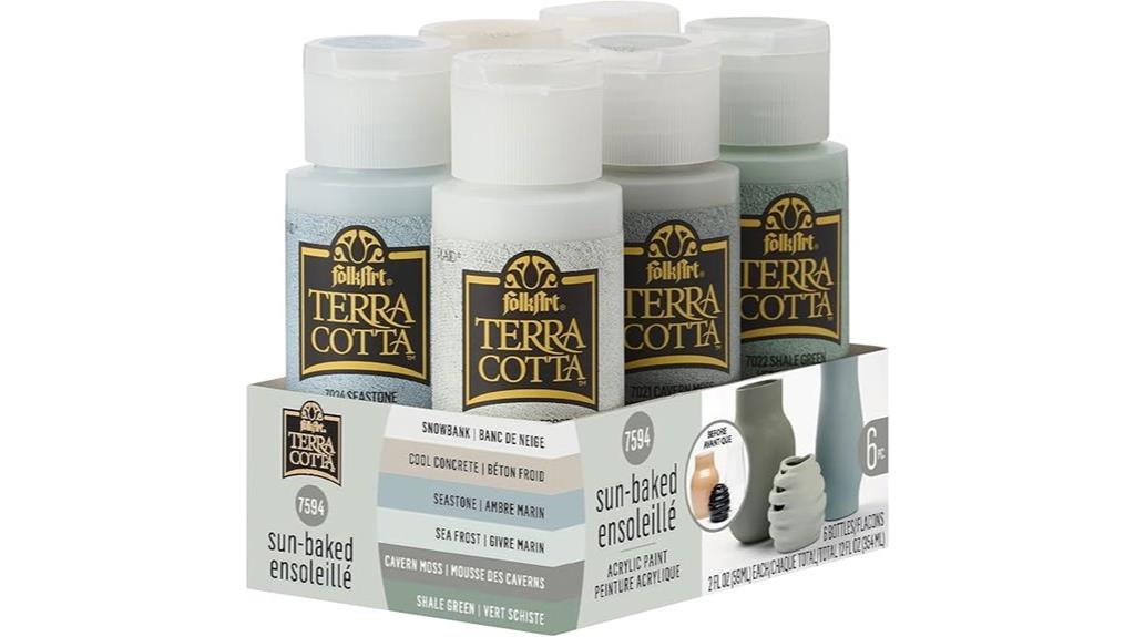six piece terra cotta paint set