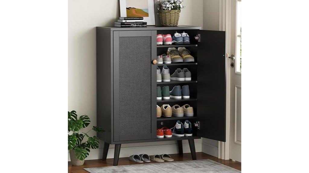 six tier rattan shoe cabinet