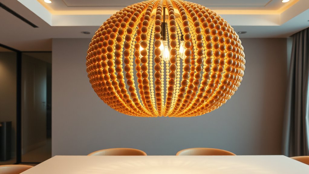 stylish beaded wood chandeliers