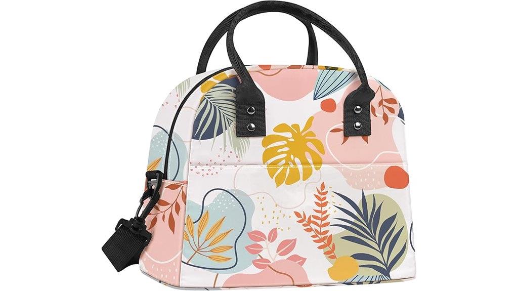 stylish leaf pattern lunch bag