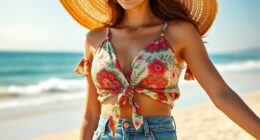 summer tie front crop tops