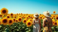 sunflower floral retro style