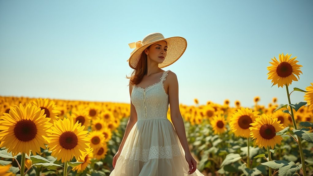 sunflower themed vintage floral outfits