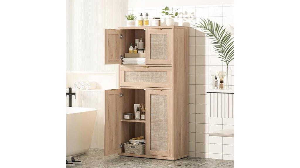 tall rattan door cabinet