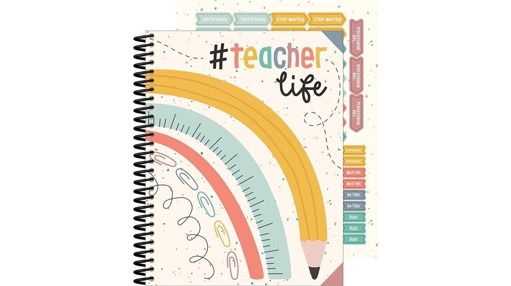 teacher planner with rainbow