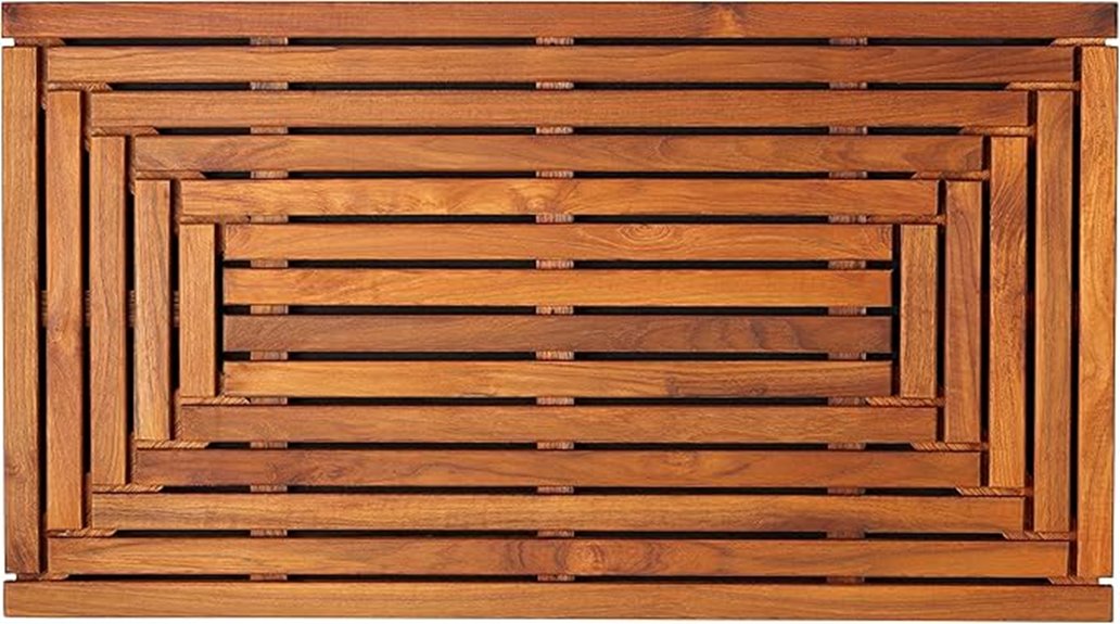 teak shower door mat