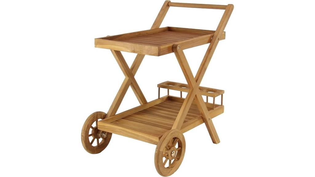teak wood bar cart