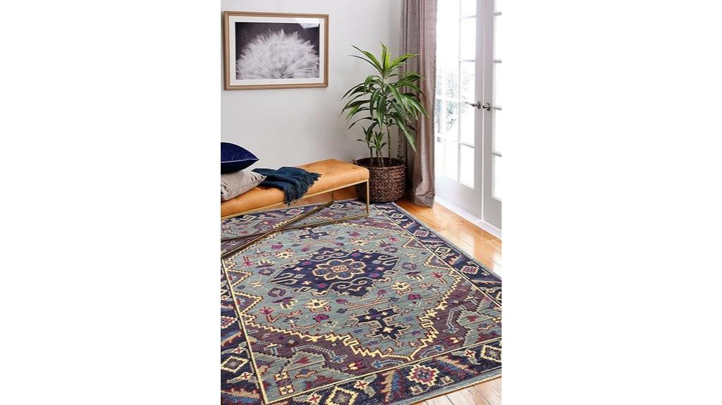 teal wool area rug