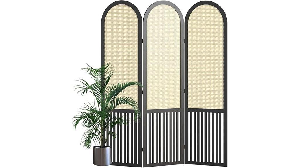 three panel rattan divider