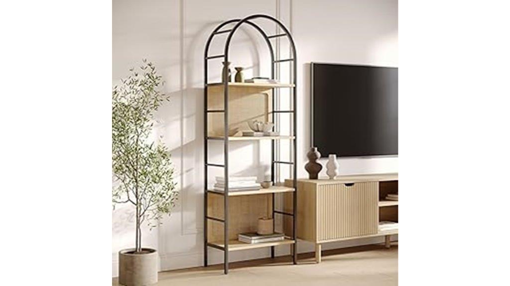 tiered arched bookshelf design