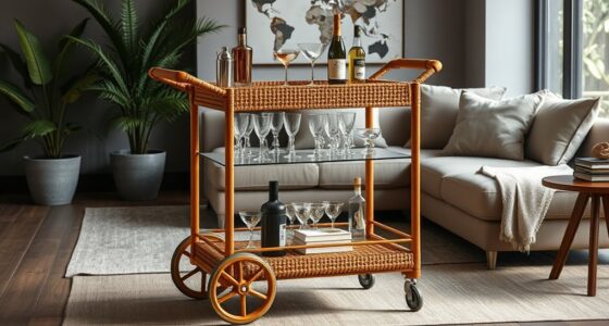 top foldable rattan bar carts