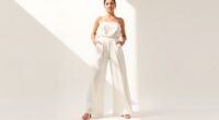 top gauze wide leg pants