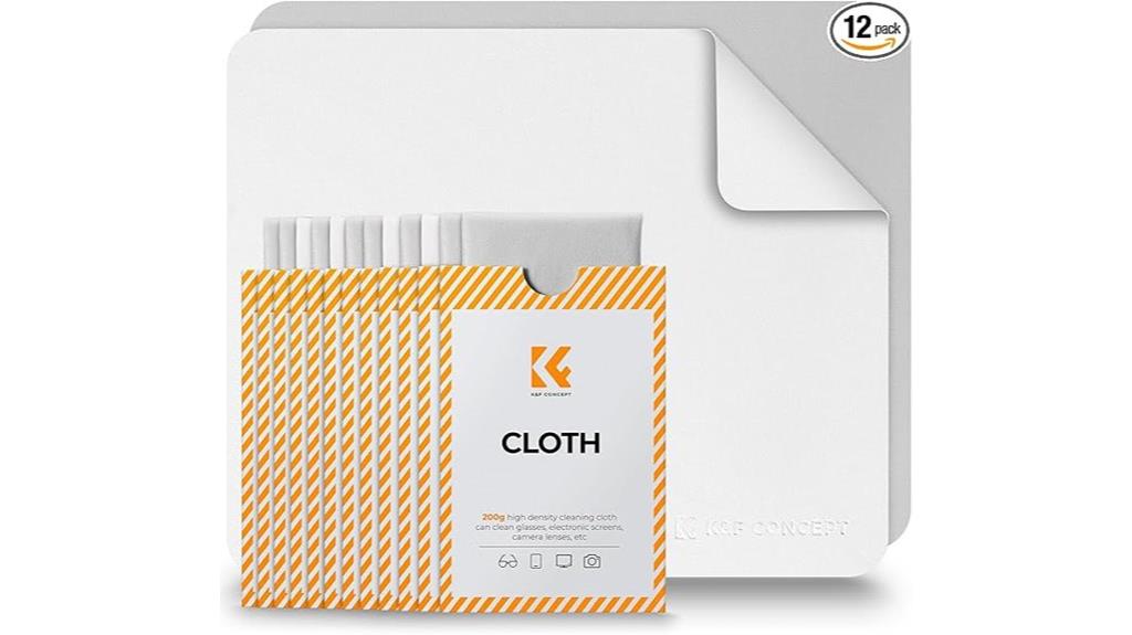 twelve lens cleaning cloths