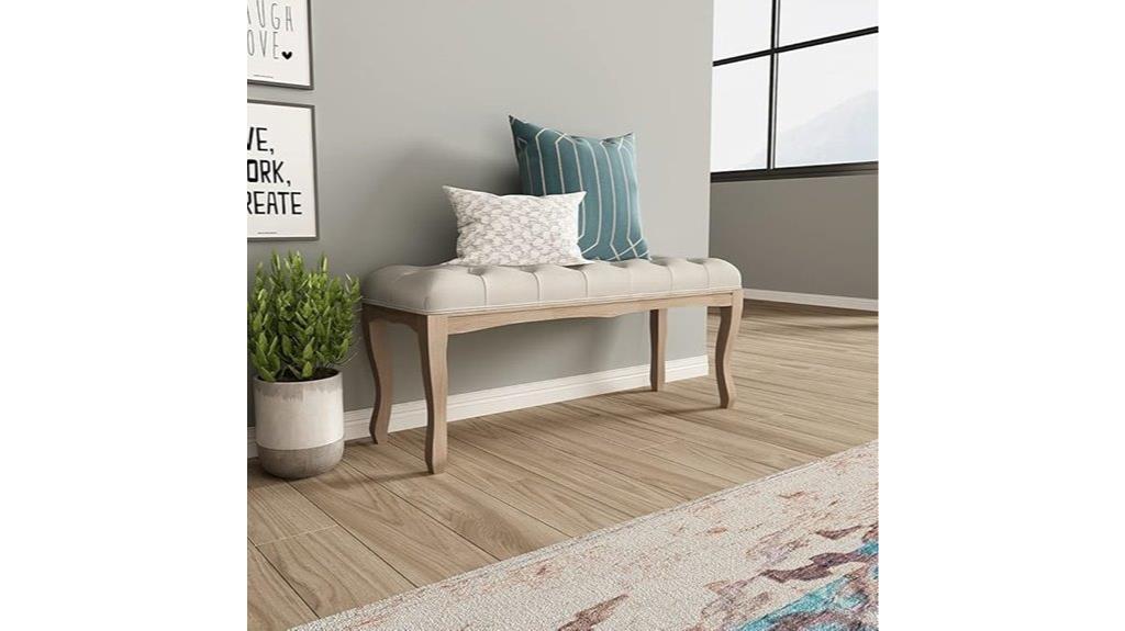 upholstered tufted wood bench