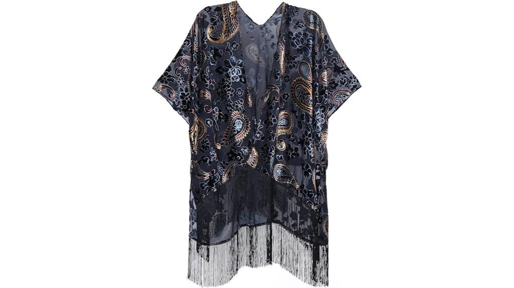 velvet kimono with tassels