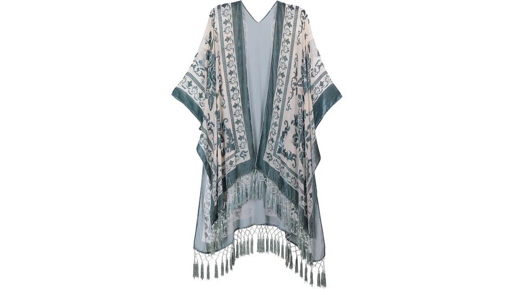 velvet long kimono cardigan