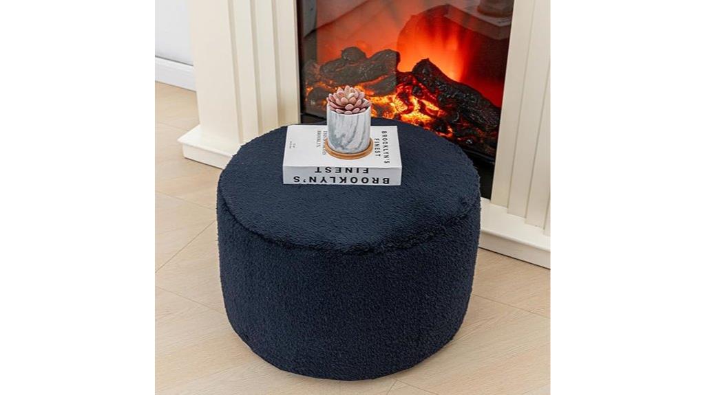velvet navy blue pouf