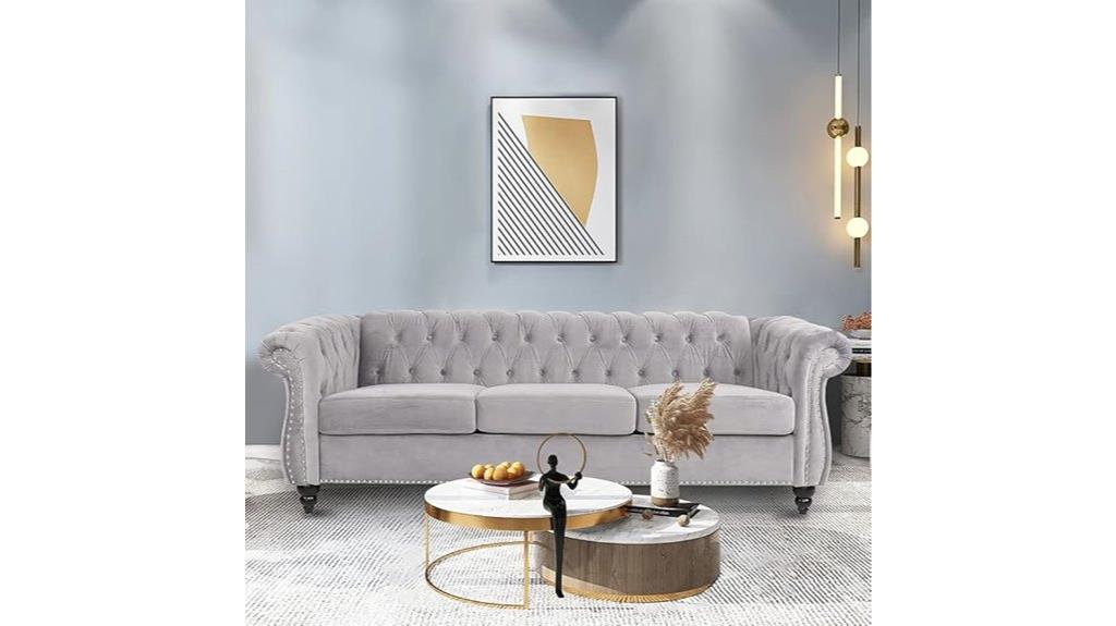 velvet three seat sofa