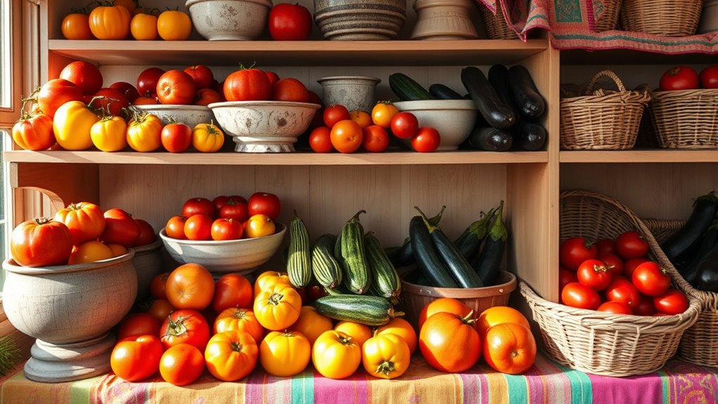 vibrant textured produce display