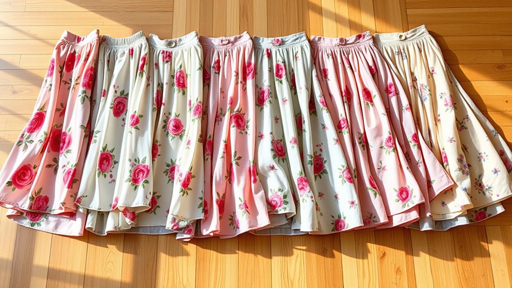 vintage floral midi skirts
