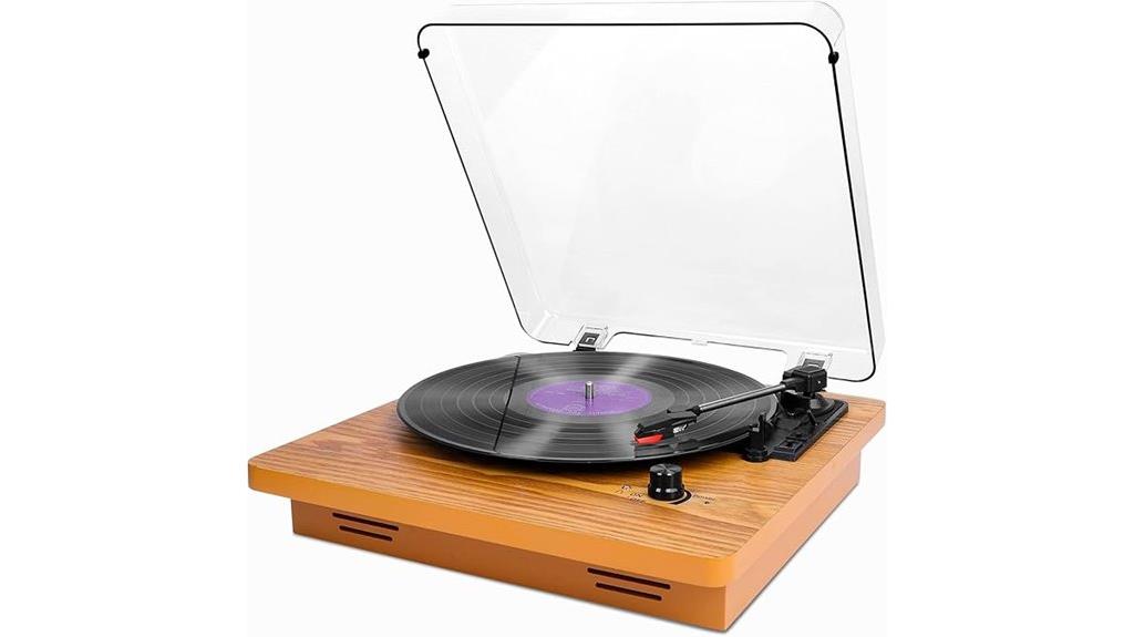 vintage wooden turntable decor