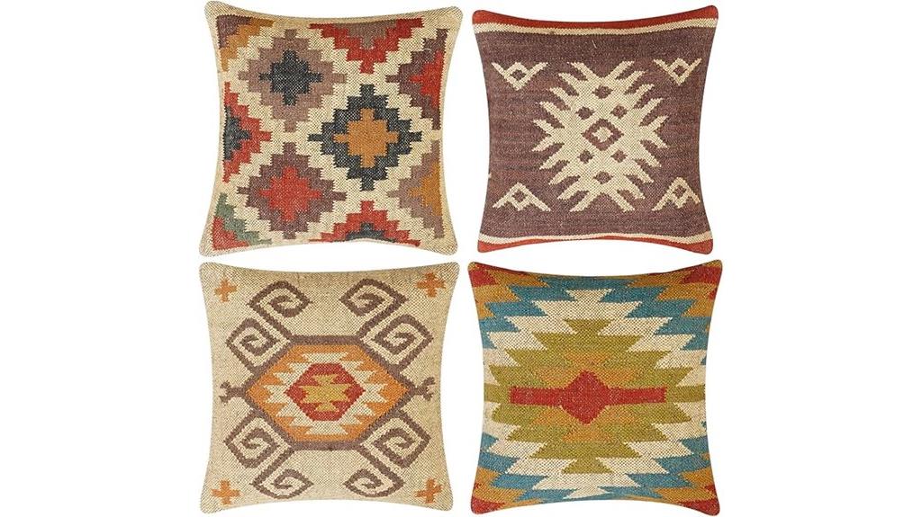 vintage wool jute cushions