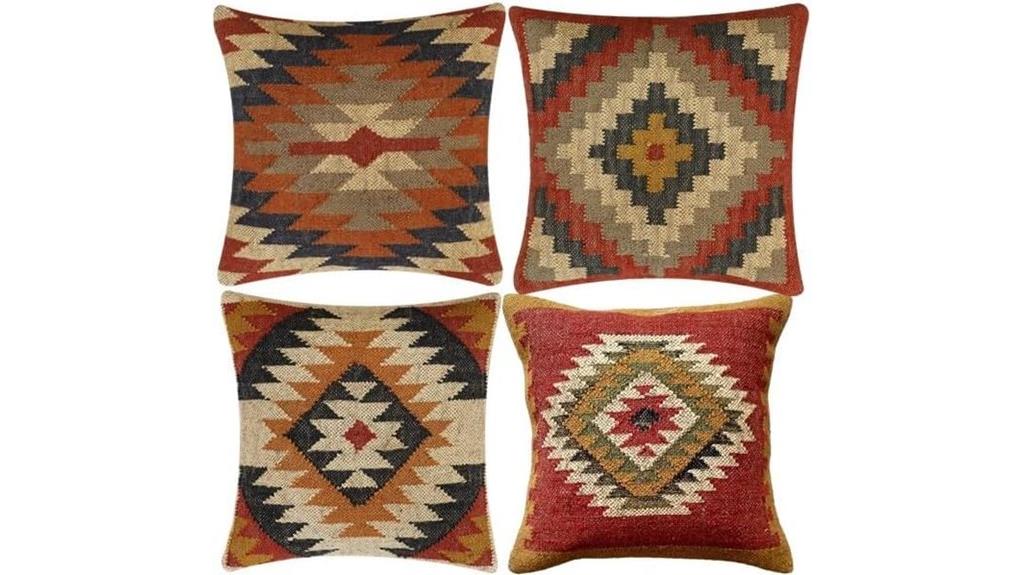 vintage wool jute cushions