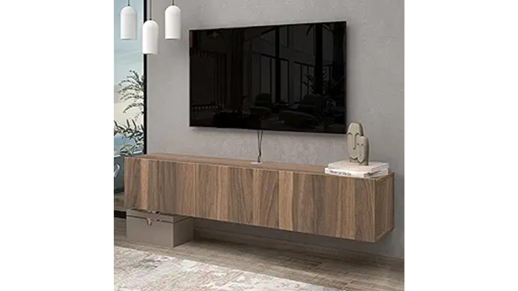 walnut floating tv stand