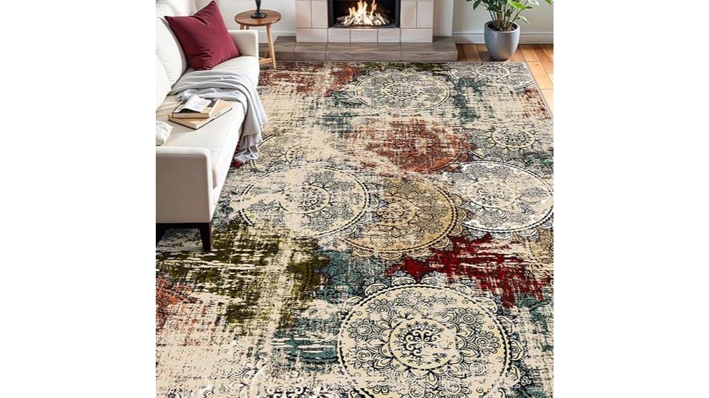 washable non slip abstract rug