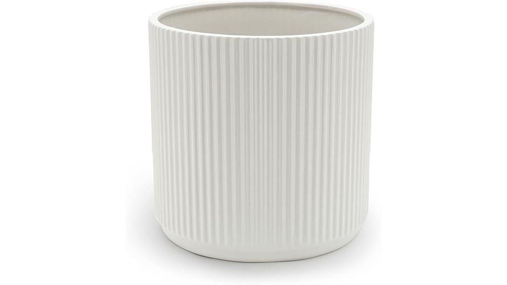 white fluted ceramic planter