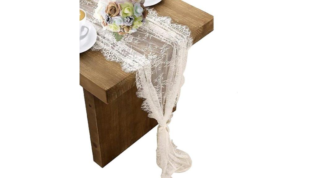 white lace embroidered runner