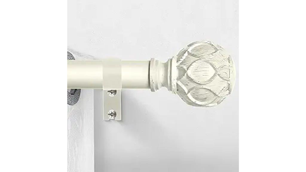 white window curtain rods