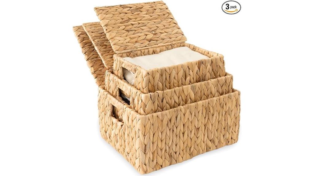 wicker basket storage set