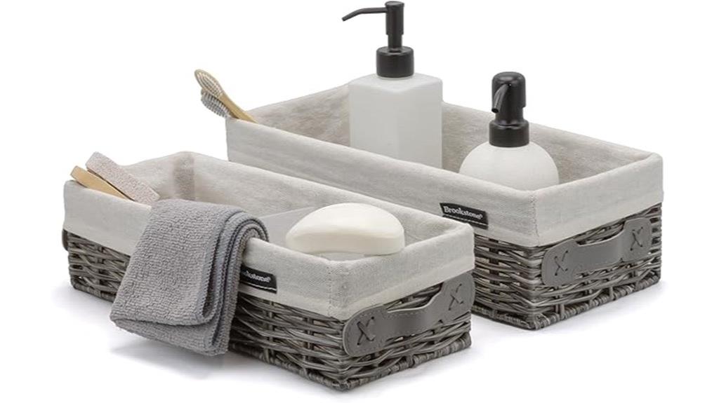wicker basket storage set