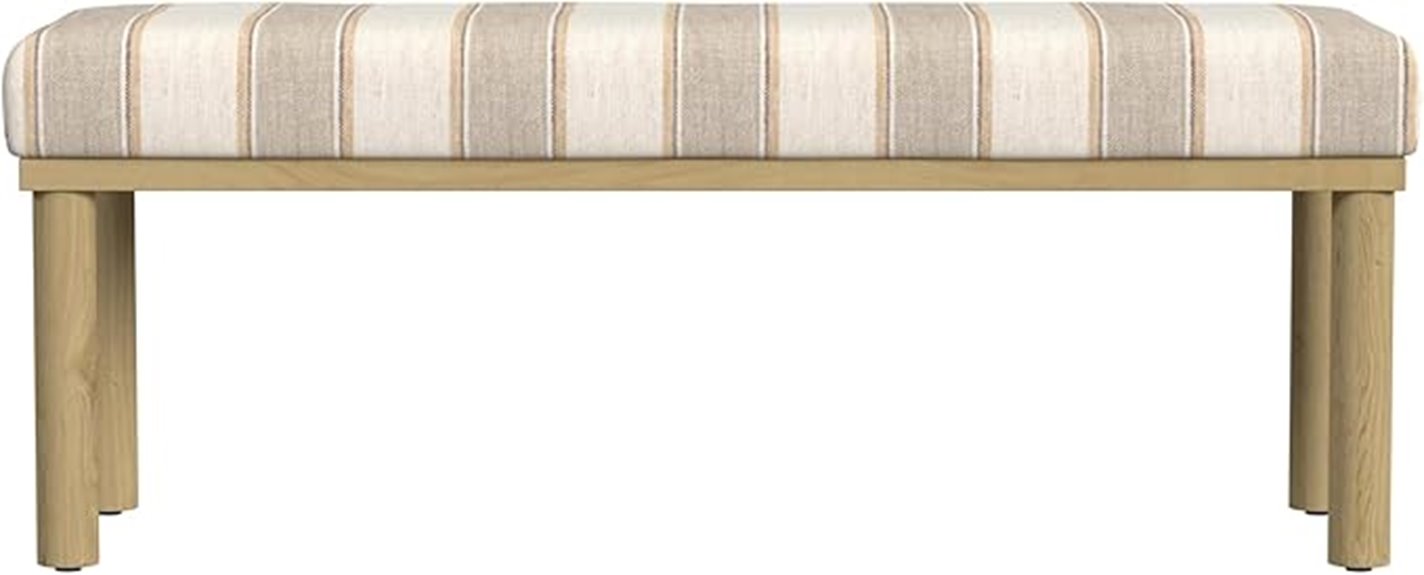 wide tan stripe bench