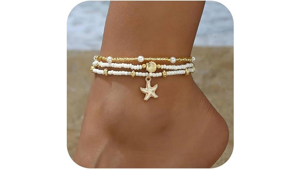 women s beaded anklet set