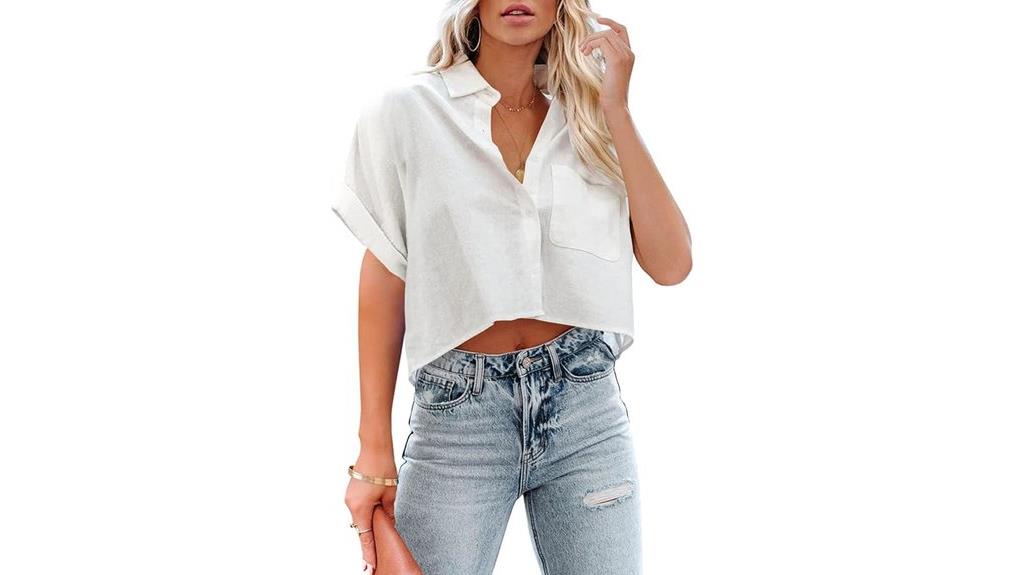 women s crop button down shirt