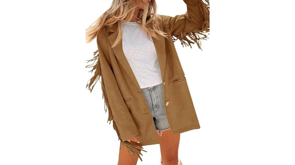 women s faux suede fringe jacket