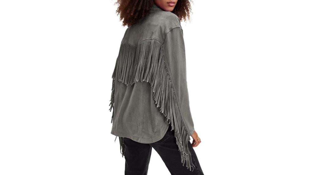 women s faux suede fringe jacket