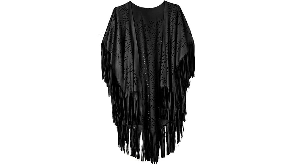 women s suedette fringed cape