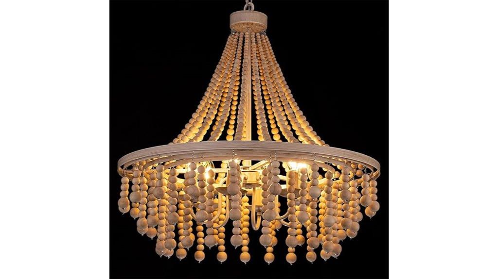 wood bead farmhouse chandelier